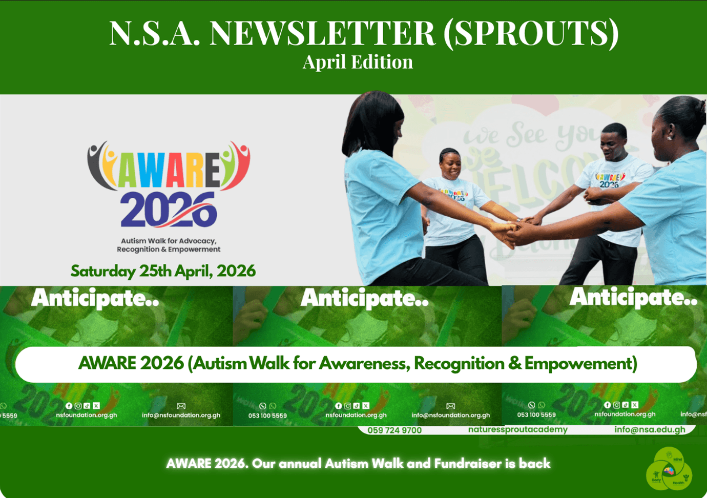 April 2026 Newsletter: Annual Autism Walk and Fundraiser