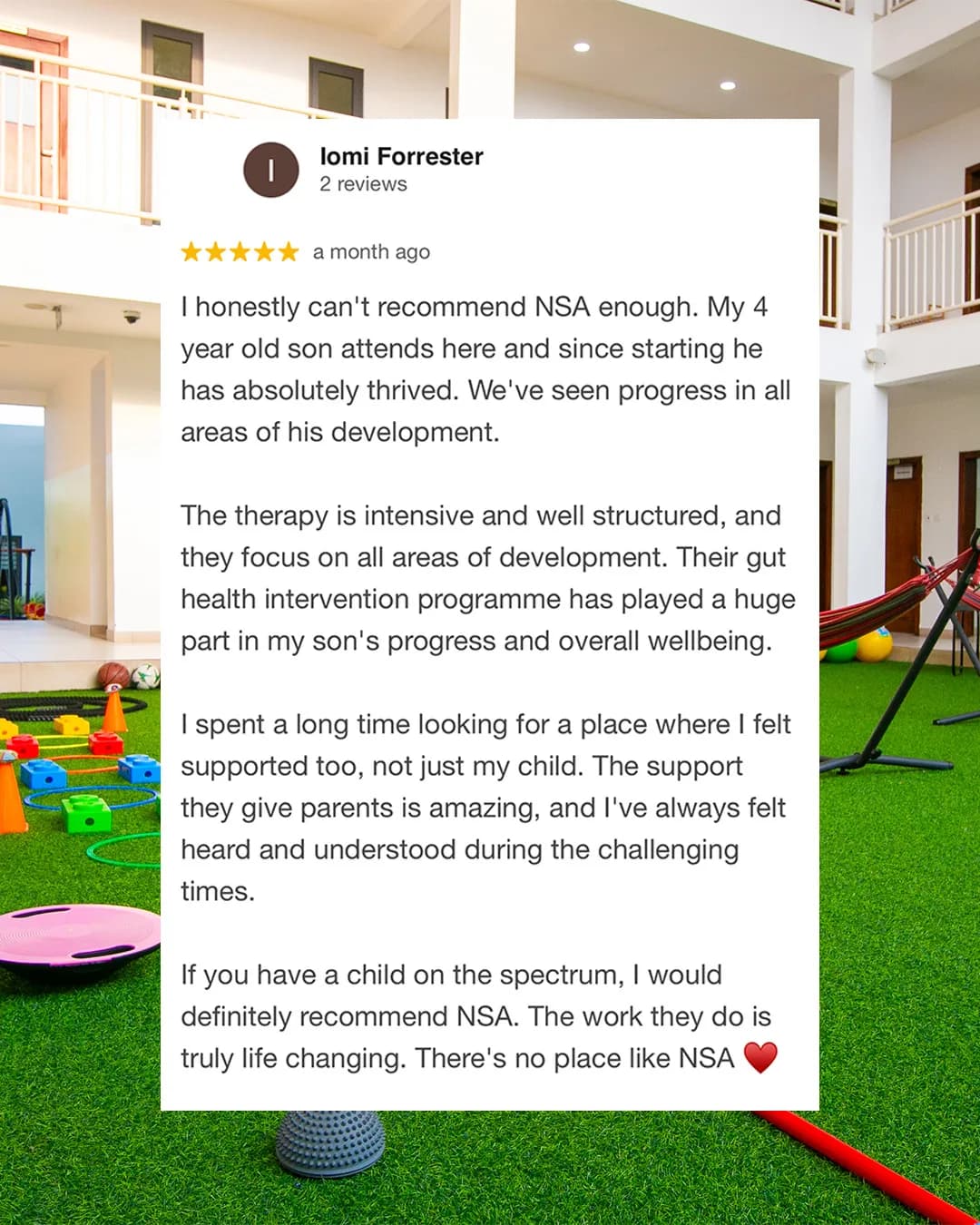 Google review from Iome Forrester